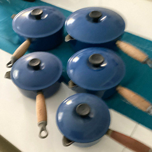 Blue cast iron enamel - cast, pan