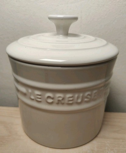 Creuset white storage jar - le,